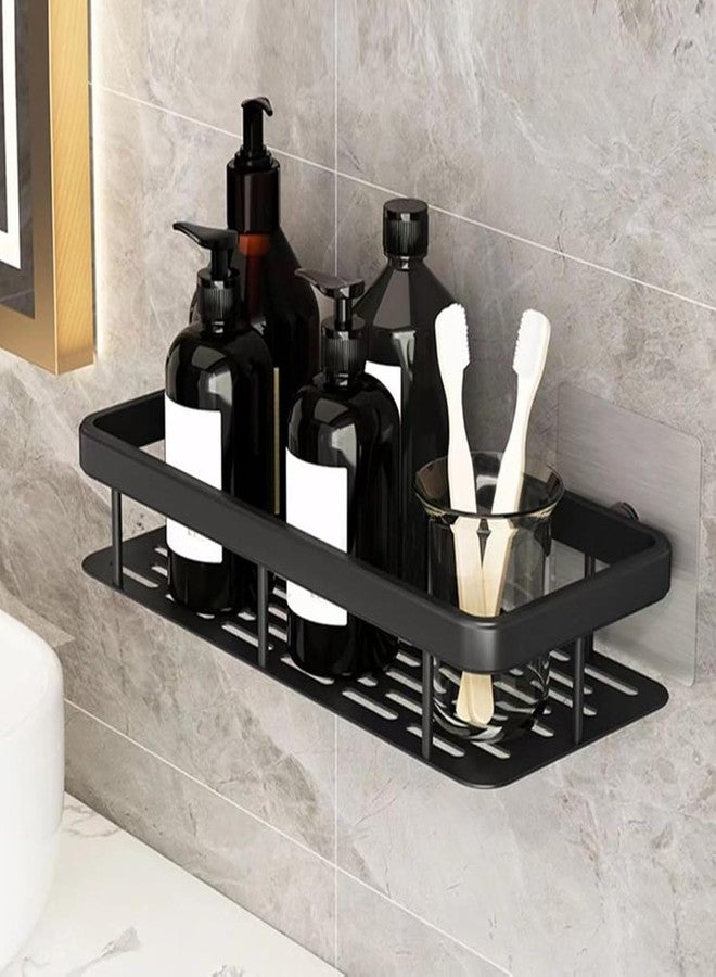 RIOMAX Wall Mounted Self-Adhesive Bathroom Shelf/Kitchen Rack & Holder/Soap Holder/Storage Organizer Rack - Bathroom Accessories (Material- Plastic, Black, Pack of 1) - Image 1